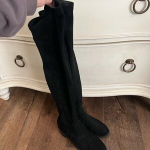Black Over-the-Knee Suede Boots - Women